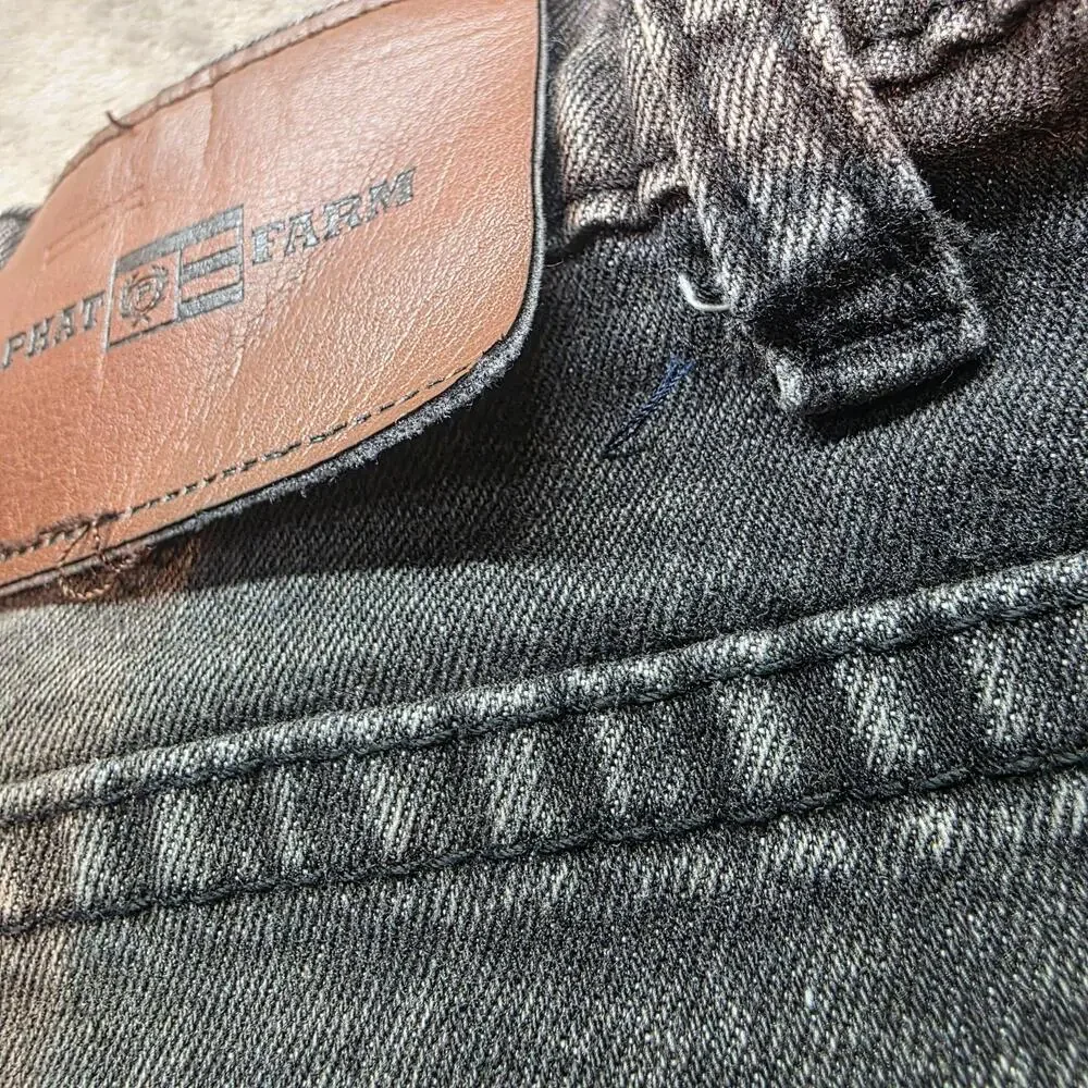Phat Farm Jeans Mens 40x32 Gray Acid Wash Stretch Slim Moto Tapered Leg